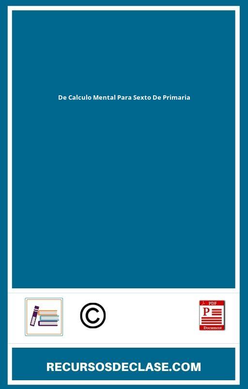 Ejercicios De Calculo Mental Para Sexto De Primaria PDF