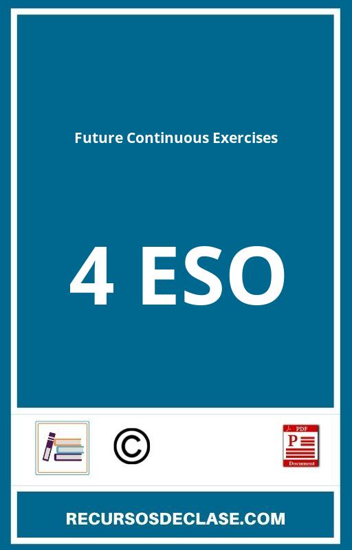 Future Continuous Exercises PDF 4 Eso