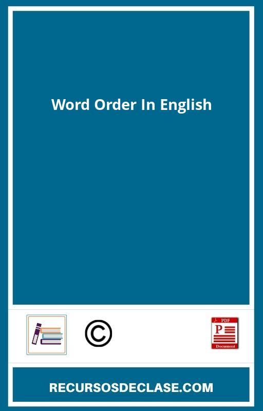 Word Order In English PDF
